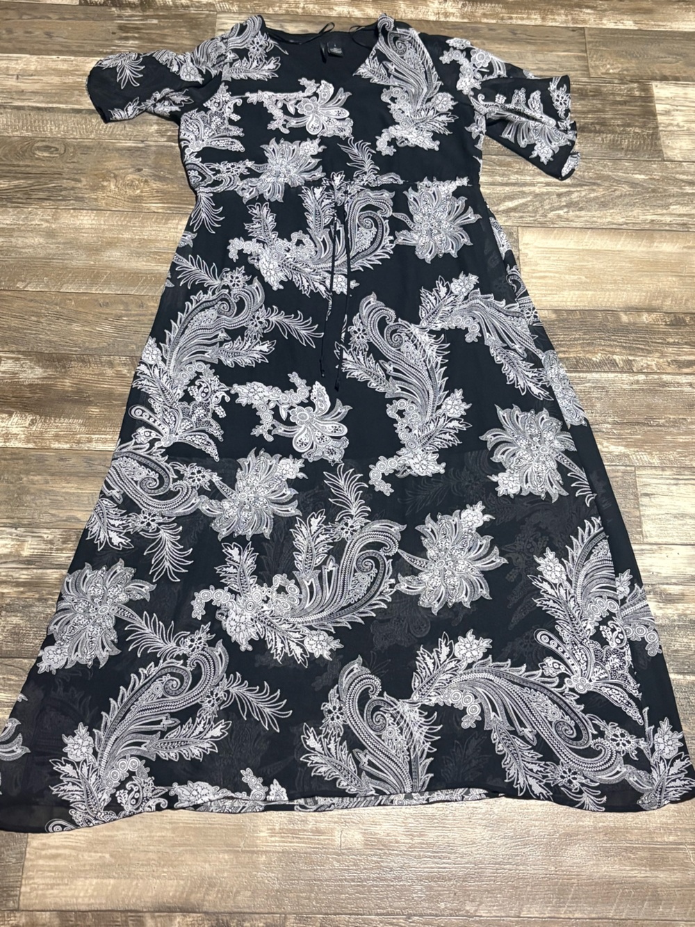 new directions Black & White Paisley-Print Maxi Dress